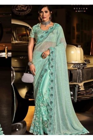 Green Color Designer Net Saree